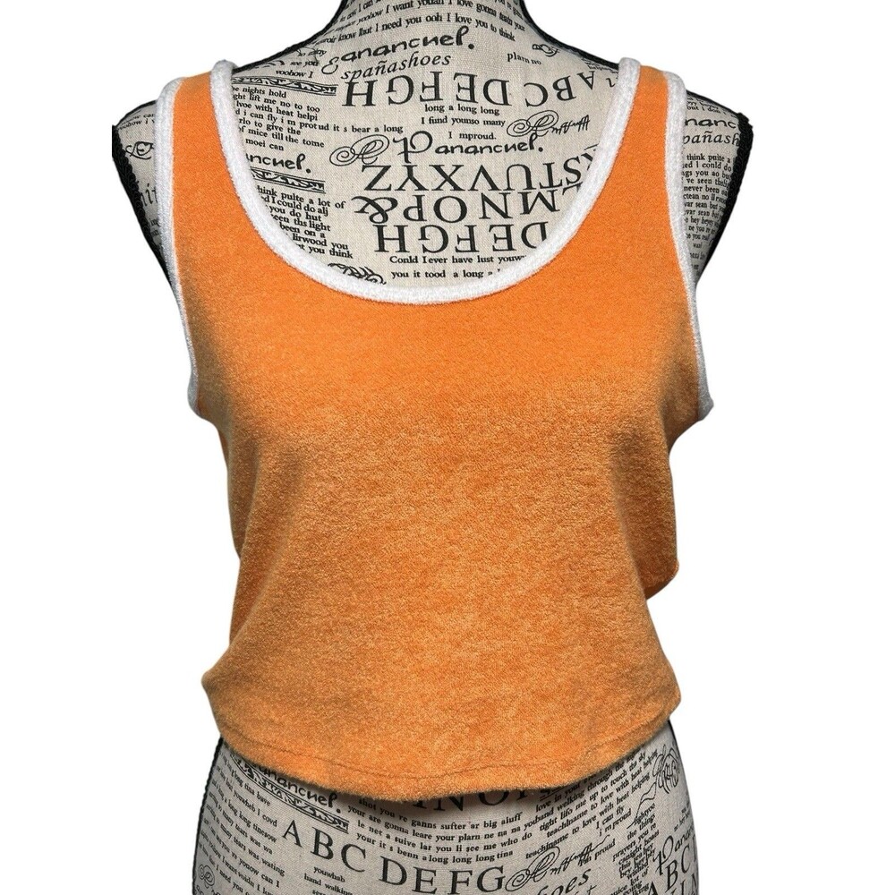 Hollister‎ Terry Tank Women Med Orange Crop Top Shirt Sleeveless Y2K Fairy Boho